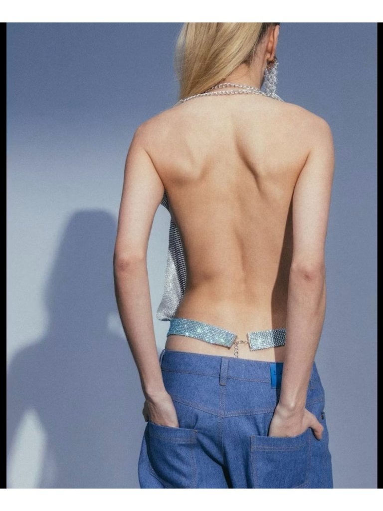 Santa Brands Sparkle Mexico Open Back Top In Silver/Magenta — image 3 of 5